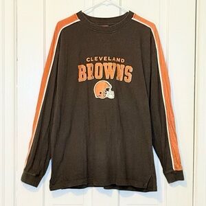 Vintage '04 NFL Cleveland Browns Long Sleeve Helmet Logo Graphic Print Shirt M-L